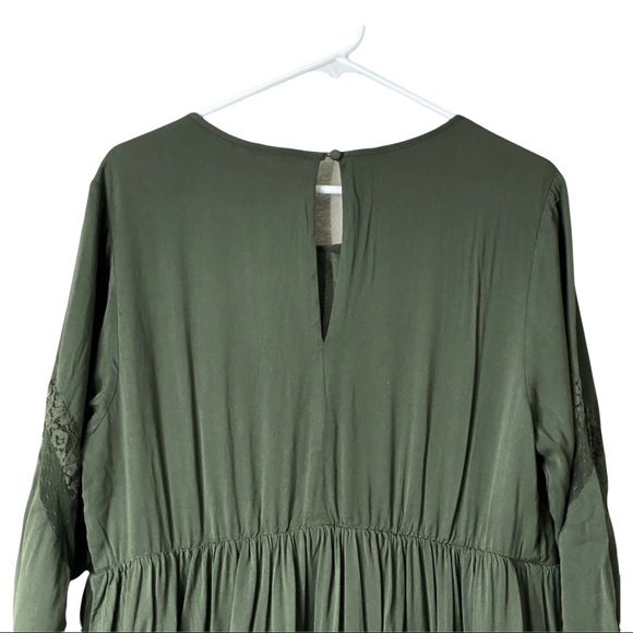 Torrid Lace Inset Challis Dress Women’s Plus 1X Olive Green - Picture 6 of 9